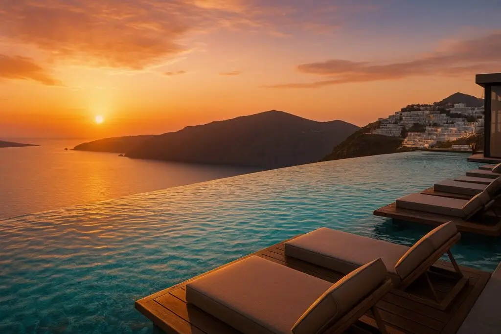 Santorini in greece, a great escape romantic together wit a beautifull romantic sunset